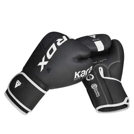 Боксерские перчатки RDX F6 Kara Matte White 16 унц (BGR-F6MW-16OZ), Вес: 16 унций, Цвет: Черный/Белый, изображение 3