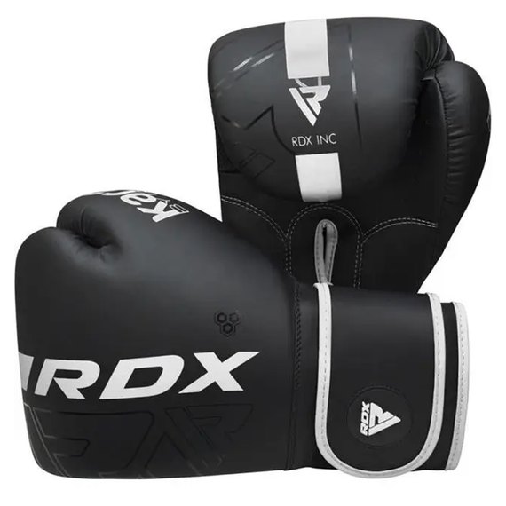 Боксерские перчатки RDX F6 Kara Matte White 16 унц (BGR-F6MW-16OZ), Вес: 16 унций, Цвет: Черный/Белый, изображение 5