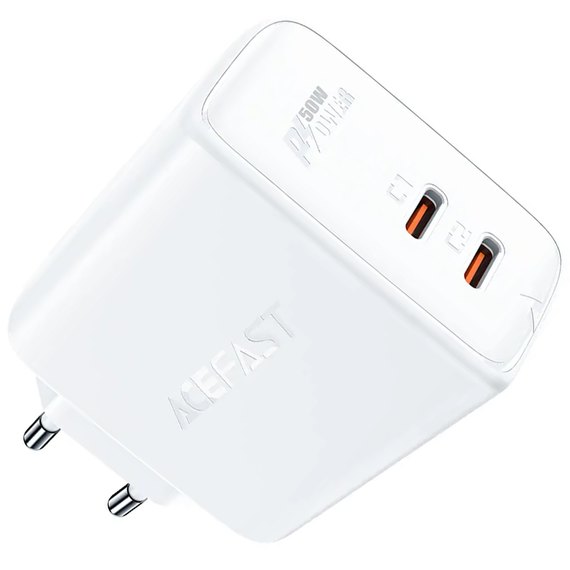 Зарядний пристрій ACEFAST GaN A29 2Type-C, 50W/3A, PD/QC White (000009400), Колір: White, зображення 2