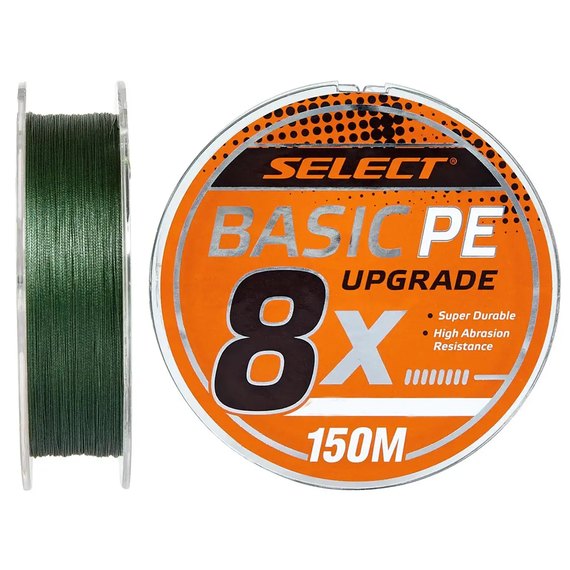 Шнур Select Basic PE 8X Green 150m #1.2/0.16mm 20lb/9.3kg (1870.31.35), Диаметр, мм: 0.16 мм, Разрывная нагрузка, lb : 20