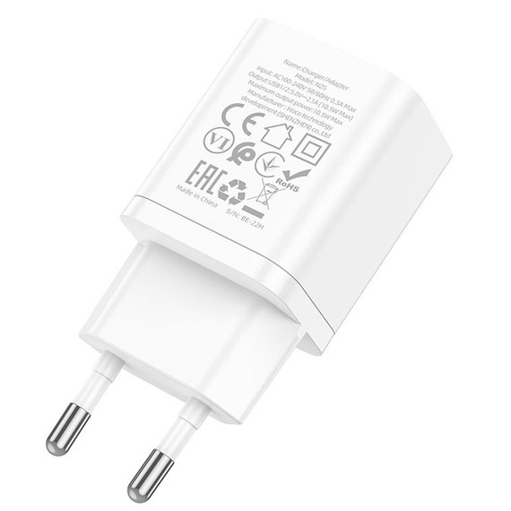 Зарядное устройство Hoco Maker dual port charger N25 2USB, 2.1A White (000009413), Цвет: White, изображение 2