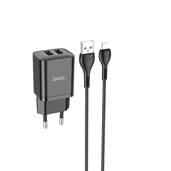 Зарядное устройство Hoco Micro USB Cable Maker dual port charger set N25 2USB, 2.1A Black (000009507), Цвет: Black, изображение 2