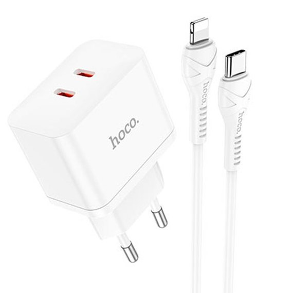 Зарядний пристрій  Hoco Type-C to Lightning Cable Triumph charger set N29 2Type-C, 35W/3A, PD/QC White (000009418), Колір: White, зображення 2