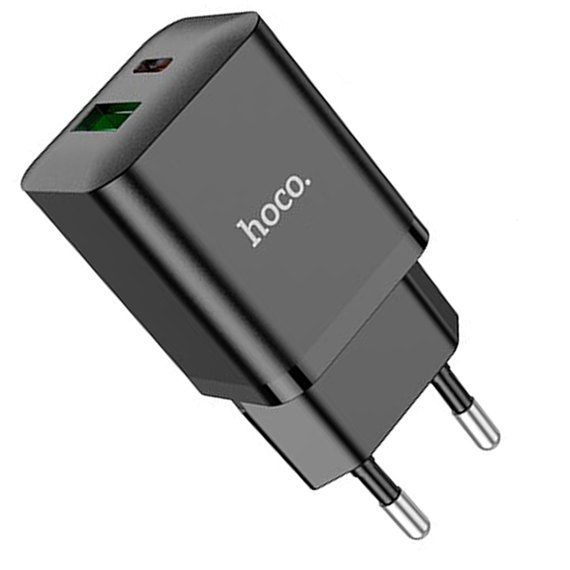 Зарядное устройство Hoco Type-C to Type-C Cable founder charger set N28 1USB/1Type-C, 20W/3A, PD/QC Black (000009509), Цвет: Black