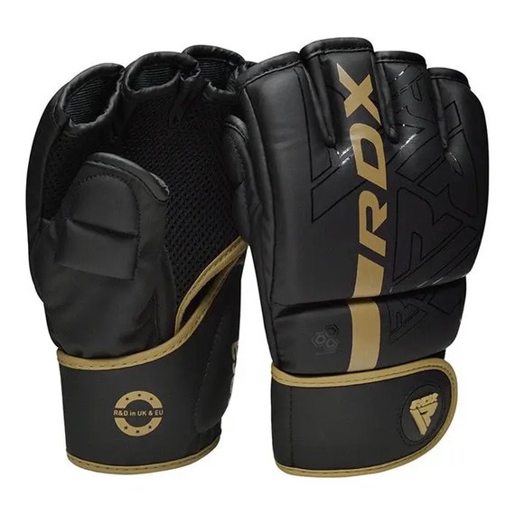 Рукавички ММА RDX F6 KARA Matte Golden M (GGR-F6MGL-M), Розмір: M, Колір: Чорний/Золотий, зображення 2