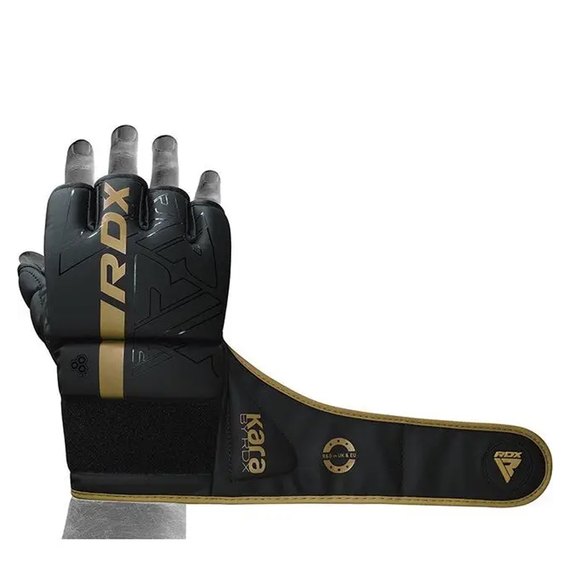 Рукавички ММА RDX F6 KARA Matte Golden M (GGR-F6MGL-M), Розмір: M, Колір: Чорний/Золотий, зображення 3