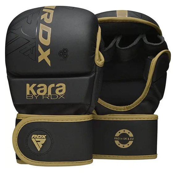 Перчатки для ММА RDX F6 KARA Matte Golden Plus S/M (GSR-F6MGL-S/M+), Размер: S/M, Цвет: Чёрный/Золотой