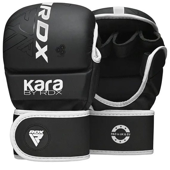 Перчатки для ММА RDX F6 KARA Matte White Plus S/M (GSR-F6MW-S/M+), Размер: S/M, Цвет: Черный/Белый