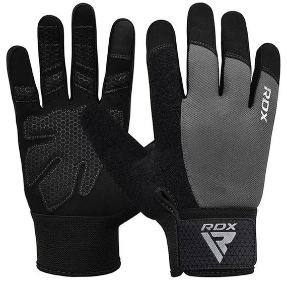 Перчатки для зала RDX W1 Full Finger Plus Grey L (WGA-W1FG-L+), Размер: L, Цвет: Чёрный/Серый