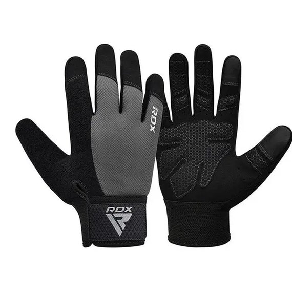 Перчатки для зала RDX W1 Full Finger Plus Grey L (WGA-W1FG-L+), Размер: L, Цвет: Чёрный/Серый, изображение 4