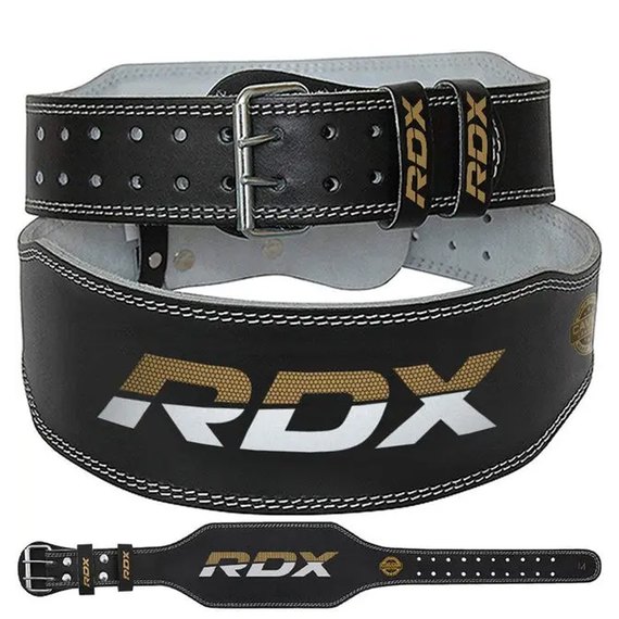 Пояс для тяжелой атлетики RDX 6 кожа Black Gold M (WBS-6RB-M), Размер: M, Цвет: Black Gold