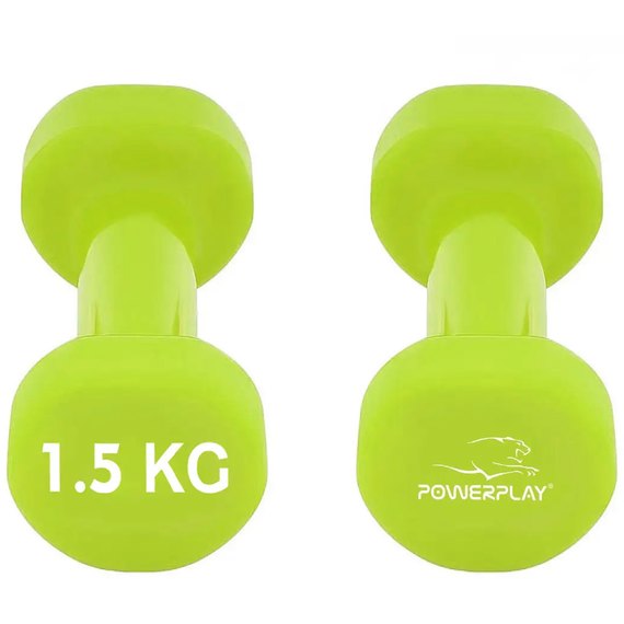 Гантелі PowerPlay 4103 вінілові 2*1,5 кг зелень (PP_4103_2*1,5kg), Вага: 2х1.5 кг, Колір: Зелений, зображення 4
