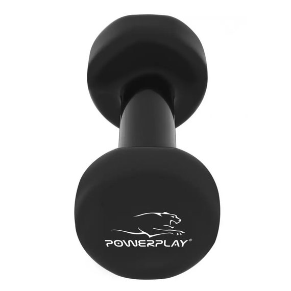 Гантели PowerPlay 4121 виниловые 2*1 кг черные (PP_4121_2*1kg), Вес: 2х1 кг, изображение 3