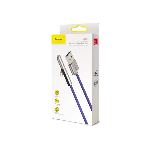 Кабель Baseus Lightning Iridescent Lamp Mobile Game 2.4A, 1m CAL7C-A09 Purple (000004287), Цвет: Violet, изображение 4