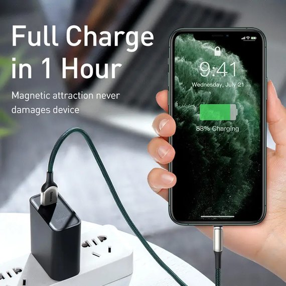 Кабель Baseus Lightning Zinc Magnetic Charging 1m, 2A Green (000005025), Цвет: Green, изображение 2