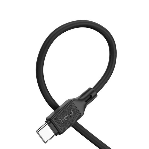 Кабель Hoco Type-C Cool silicone charging data cable X90 1m, 3A Black (000009228), изображение 3