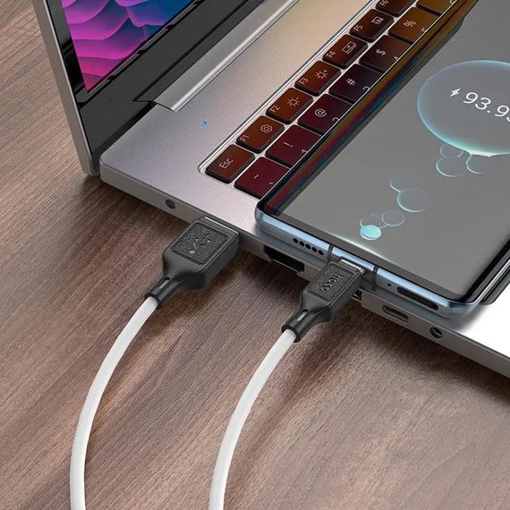 Кабель Hoco Type-C Cool silicone charging data cable X90 1m, 3A Black (000009228), изображение 6