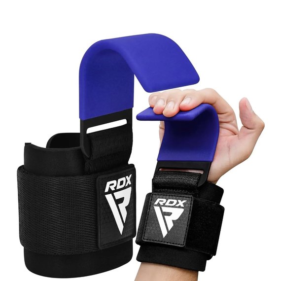 Крюки для тяги на запястья RDX W5 Gym Hook Strap Blue Plus (WAN-W5U+), Цвет : Синий, изображение 4