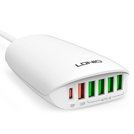 Зарядное устройство Ldnio A6573C 5USB/1Type-C, PD65W/QC3.0 White (000009545)