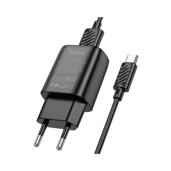 Зарядное устройство Hoco Solid single Port charger C134A 1USB, 12W/2.4A Black (000010627), Цвет: Black, изображение 3