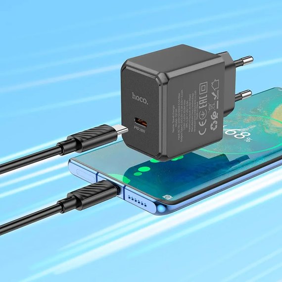 Зарядний пристрій Hoco Type-C to Lightning cable Ocean single port charger CS13A 1type-C, 20W/3A, PD/QC Black (000010371), зображення 4