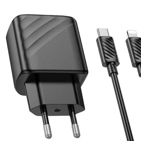 Зарядний пристрій Hoco Type-C to Lightning Cable Sunlight dual-port charger CS23A 1USB/1Type-C, 30W/3A, PD/QC Black (000010467), зображення 6