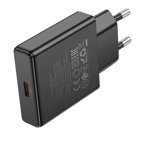 Зарядний пристрій Hoco Type-c to Lightning Delgado single port charger N37 Type-C, 20W/3A, PD/QC Black (000010317), зображення 3