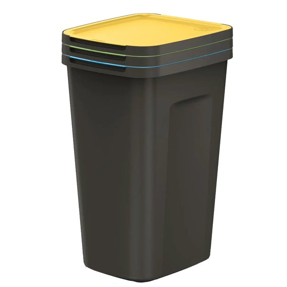Баки для сортування сміття Keden COMPACTA Q Plus, комплект 3x50 л, чорний, кришка синя, зелена, жовта (5905197562254)