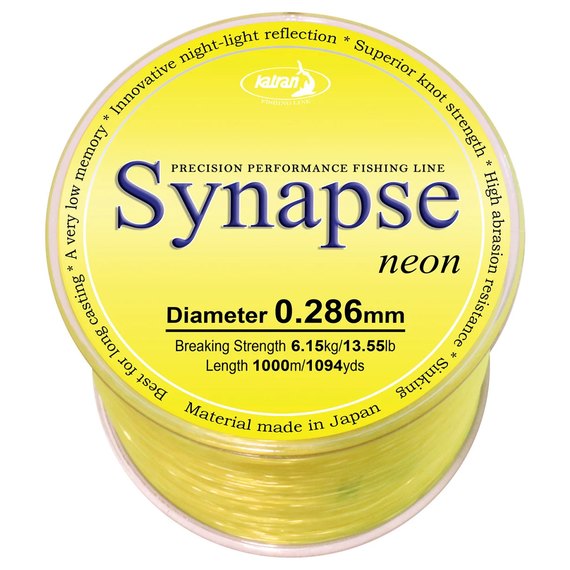 Леска Katran Synapse Neon 1000m neon-yellow 0.286mm 13.55lb (4262389020383), Диаметр, мм: 0.286 мм, Разрывная нагрузка, lb : 13.55