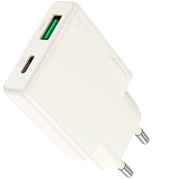 Зарядное устройство Hoco Biscuit charger N45 1USB/1Type-C, QC/PD, 30W/3A White (000010645)