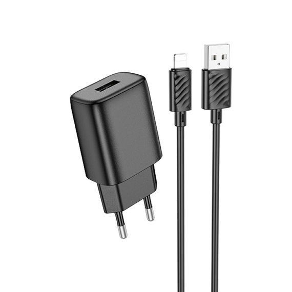 Зарядное устройство Hoco Lightning Cable Solid single port charger C134A 1USB, 12W/2.4A Black (000010633), изображение 2