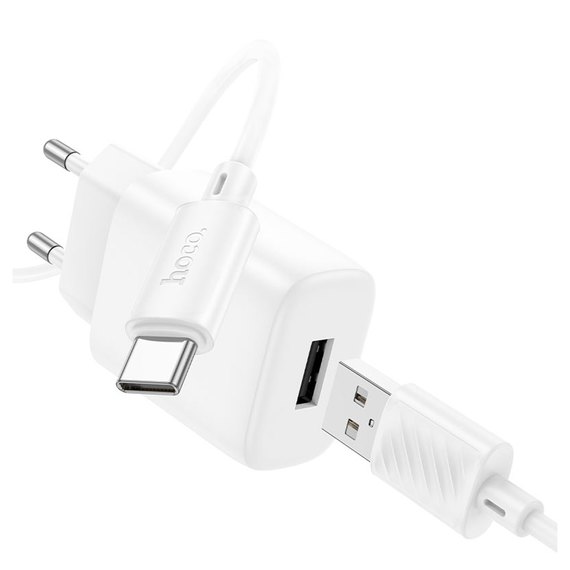 Зарядное устройство Hoco Type-C Cable Solid single Port charger C134A 1USB, 12W/2.4A White (000010632), Цвет: White, изображение 2