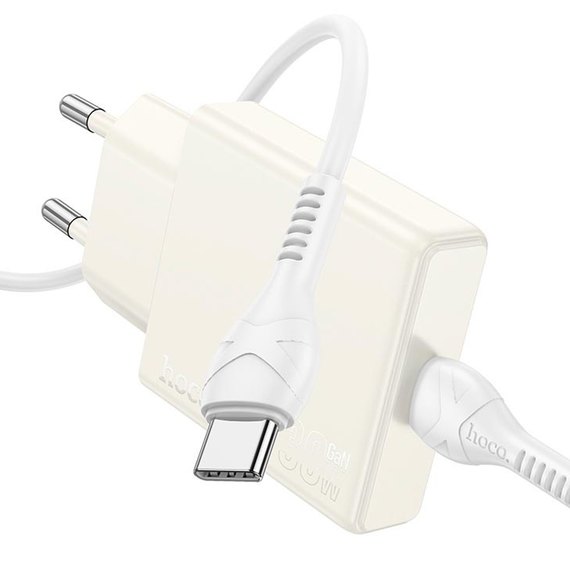 Зарядное устройство Hoco Type-C to Type-C cable Biscuit single port charger N44 Type-C, QC/PD, 30W/3A White (000010644), изображение 2