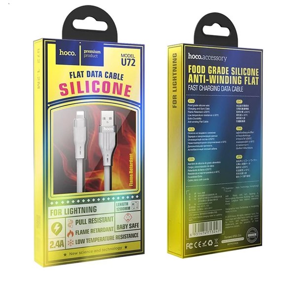 Кабель Hoco Lightning Forest Silicone U72 1.2m, 2.4A White (000003953), зображення 2