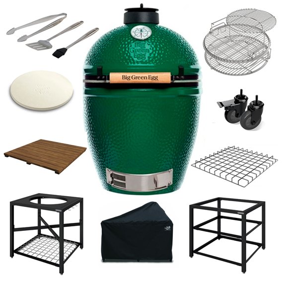 Комплект керамический угольный гриль в столе Big Green Egg L