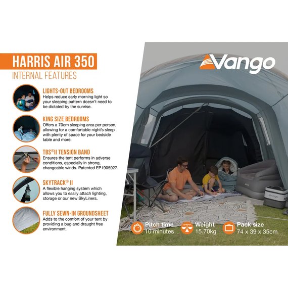Палатка Vango Harris Air 350 Mineral Green  (TETHARRAI000001) 930838, изображение 10