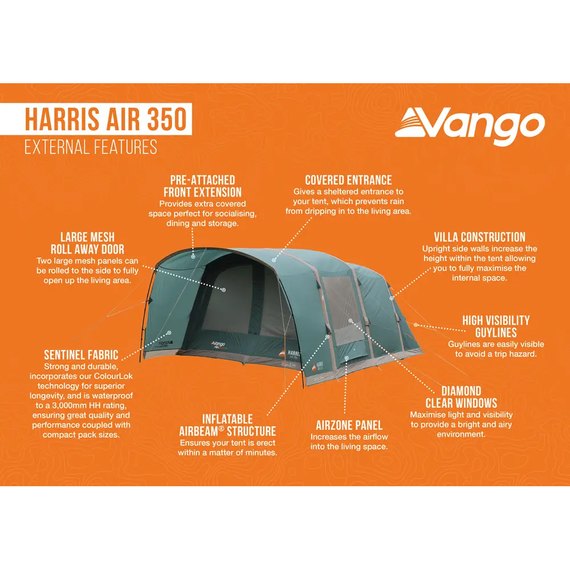Палатка Vango Harris Air 350 Mineral Green  (TETHARRAI000001) 930838, изображение 9