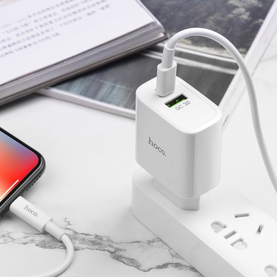 Зарядное устройство Hoco Speed C57a Type-C/USB, PD/QC3.0, 18W/3A White (000003297), изображение 4