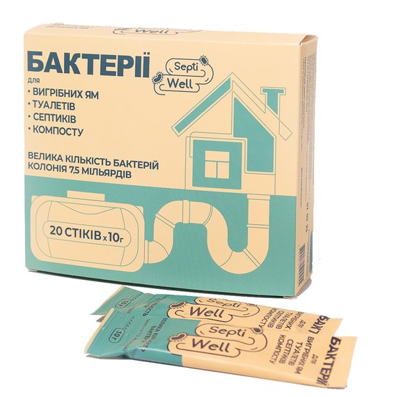 Бактерии для септиков,  выгребных ям, компоста Septi Well 25 стиков, Вес, г : 250 г, изображение 3