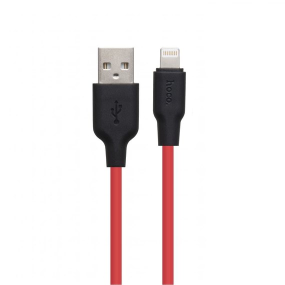 Кабель Hoco Lightning Silicone X21 Plus 2m, 2.4A Black/Red (000005065), Цвет: Red