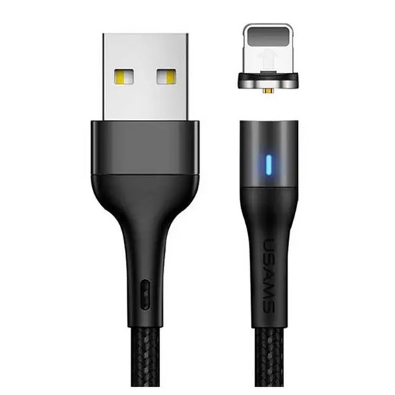 Кабель Usams Lightning Aluminum Alloy Магнитный US - Sj336 U29 2m, 2.1A Black (000003615)