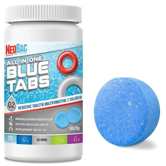 Таблетки для бассейна NeoBac BLUE TABS многофункциональные 50 шт/уп, изображение 3