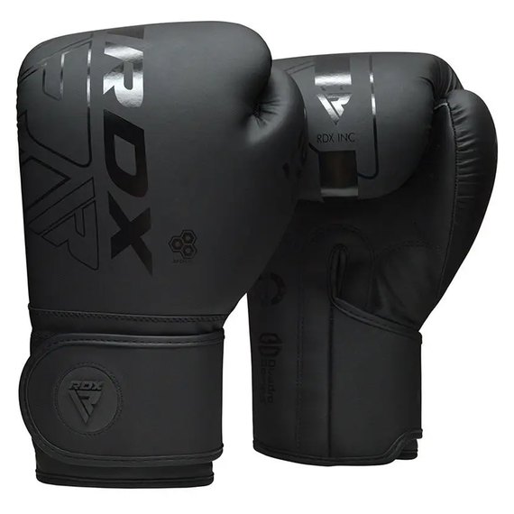 Боксерські рукавички RDX F6 Kara Matte Black 6 ун. (BGR-F6MB-6OZ), Вага: 6 унцій, Колір: Чорний