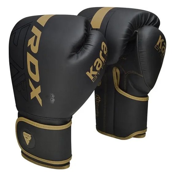 Боксерские перчатки RDX F6 Kara Matte Golden 16 унц (BGR-F6MGL-16OZ), Вес: 16 унций, Цвет: Чёрный/Золотой, изображение 2