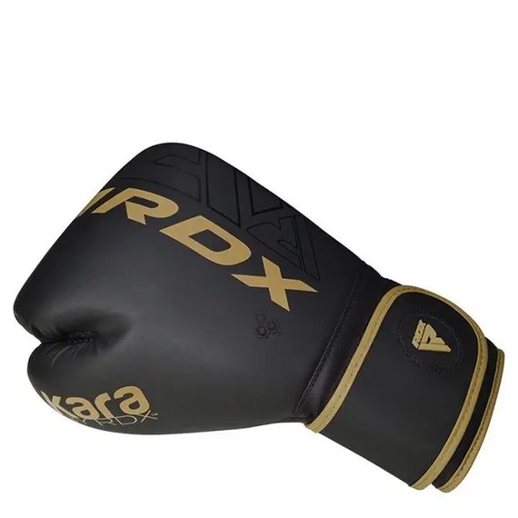 Боксерские перчатки RDX F6 Kara Matte Golden 16 унц (BGR-F6MGL-16OZ), Вес: 16 унций, Цвет: Чёрный/Золотой, изображение 5
