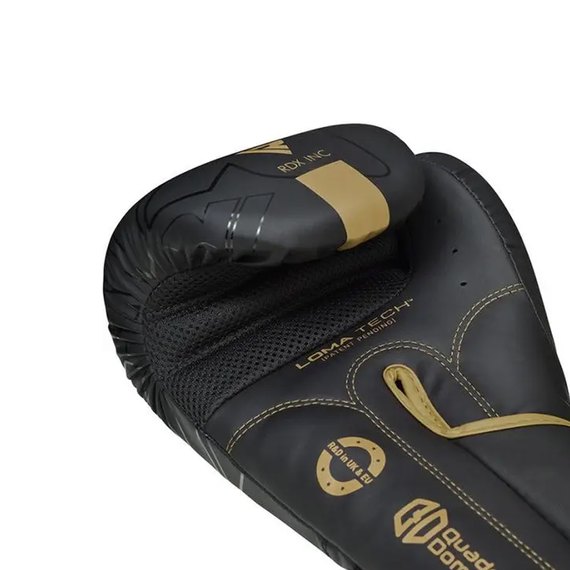 Боксерские перчатки RDX F6 Kara Matte Golden 16 унц (BGR-F6MGL-16OZ), Вес: 16 унций, Цвет: Чёрный/Золотой, изображение 8