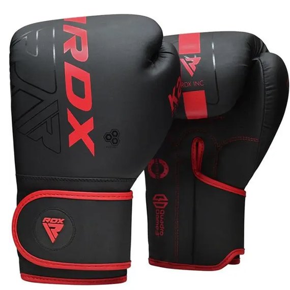 Боксерські рукавички RDX F6 Kara Matte Red 8 ун. (BGR-F6MR-8OZ), Вага: 8 унцій, Колір: Чорний/Червоний