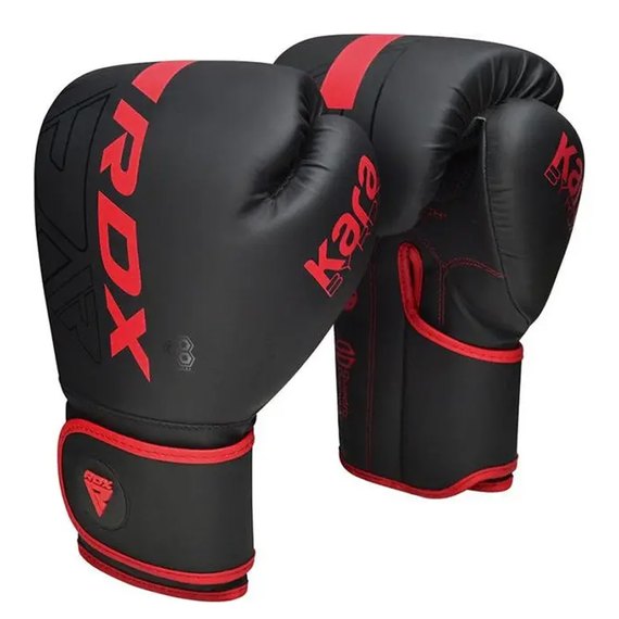 Боксерські рукавички RDX F6 Kara Matte Red 8 ун. (BGR-F6MR-8OZ), Вага: 8 унцій, Колір: Чорний/Червоний, зображення 2