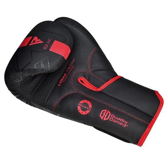 Боксерські рукавички RDX F6 Kara Matte Red 8 ун. (BGR-F6MR-8OZ), Вага: 8 унцій, Колір: Чорний/Червоний, зображення 8