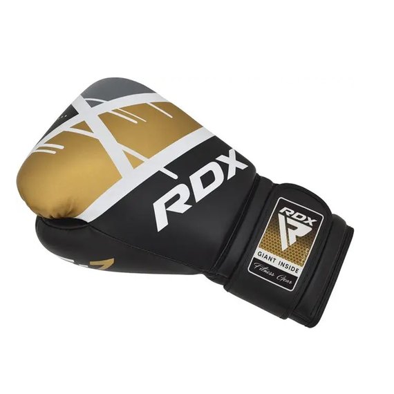 Боксерские перчатки RDX F7 Ego Black Golden 12 ун. (BGR-F7BGL-12oz), Вес: 12 унций, Цвет: Чёрный/Золотой, изображение 4